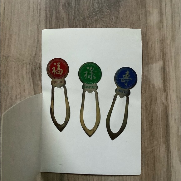 bookmark New vintage Metal (set of 3) prosperity longevity good luck - Picture 5 of 5
